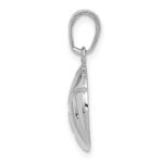 14K White Gold Polished Domed Volleyball Pendant - Image 2