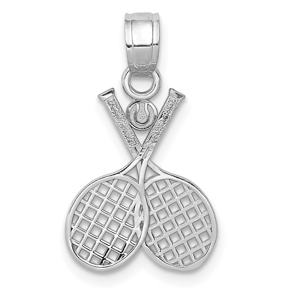 K5436.jpg 14k White Gold Double Tennis Racquet Charm - Image 1