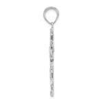 14K White Gold Polished Textured Nugget Style Cross Pendant - Image 2