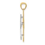 14K Two-tone Polished 2-Level Filigree Cross Pendant - Image 2