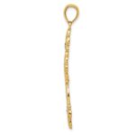 14K and White Rhodium Polished Textured Diamond-Pattern Cross Pendant - Image 2