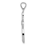 14k White Gold Polished Ribbon Cross Pendant - Image 2