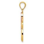 14K Two-tone Polished Pink Ribbon Cross Pendant - Image 2
