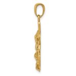 14K Polished Textured Mariners Crucifix with Rope and Wheel Pendant - Image 2