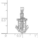 14k White Gold Polished Mariner Crucifix Pendant - Image 3