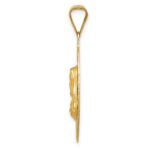 14K Polished Diamond-cut Solid Sagrado Corazon de Jesus Oval Pendant - Image 2