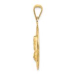 14K Polished Diamond-cut Large Solid Sagrado Corazon de Jesus Round Pendant - Image 2
