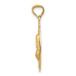 14K Polished Diamond-cut Solid Sagrado Corazon de Jesus Oval Pendant - Image 2