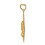14K Polished Diamond-cut Solid Sagrado Corazon de Jesus Oval Pendant - Image 2