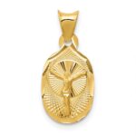 14K Polished Diamond-cut Corpus Oval Pendant