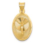 14K Polished Diamond-cut Corpus Oval Pendant