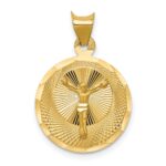 14K Polished Diamond-cut Corpus Circle Pendant