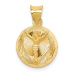 14K Polished Diamond-cut Corpus Circle Pendant