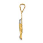 14K and White Rhodium Satin And Polished Diamond-cut Virgin Mary Scalloped Edge Pendant - Image 2