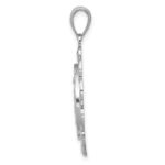 14K White Gold Polished Solid Large Miraculous Medal With Scallop Frame Round Pendant - Image 2