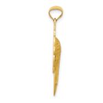 14k Satin and Polished Diamond-cut Virgin Mary Scalloped Edge Pendant - Image 2