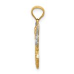 14K and White Rhodium Polished and Textured Angel Pendant - Image 2
