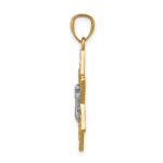 14k Two-tone Gold Polished Star of David with Chai Pendant - Image 2