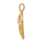 14K Two-tone Polished Flowers in Heart Pendant - Image 2