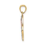 14k Two-tone with White Rhodium Diamond-cut MOM Heart Pendant - Image 2
