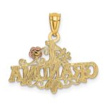 14k Two-tone Diamond-cut #1 GRANDMA with Rose Pendant - Image 3