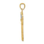 14K and White Rhodium Polished Fleur De Lis Crown Key Charm - Image 2