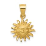 14k Satin Diamond-cut Sun Pendant