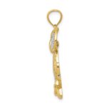 14k and White Rhodium Diamond-cut Polished Moveable Owl Pendant - Image 2