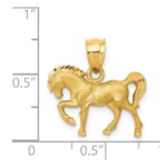 14k Satin Diamond-cut Horse Pendant - Image 4