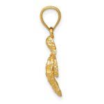 14k Polished and Textured Diamond-cut Sea Turtle Pendant - Image 2