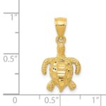 14k Polished and Textured Diamond-cut Sea Turtle Pendant - Image 4