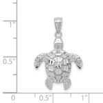 14k White Gold Diamond-cut Polished Sea Turtle Pendant - Image 4