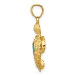 14k Polished Lab Created Blue Opal Turtle Pendant - Image 2