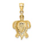 14k Polished Lab Created Blue Opal Turtle Pendant - Image 3