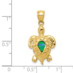 14k Polished Lab Created Blue Opal Turtle Pendant - Image 4