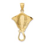 14k Polished Lab Created Blue Opal Stingray Pendant - Image 3