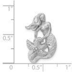 14K White Gold Satin and Diamond-Cut Mermaid Omega Slide - Image 4