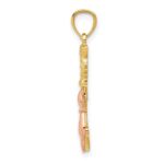 14k Two-tone Polished Diamond-cut Big and Little Sitting Cats Pendant - Image 2