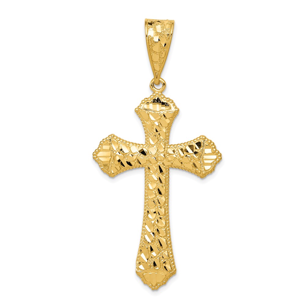 K6223.jpg 14k Diamond-cut Budded Cross Pendant - Image 1