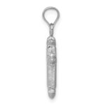14k White Gold Fleur de Lis Hollow Cross Charm - Image 2