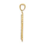 14k with White Rhodium Diamond-cut Budded Cross Pendant - Image 2