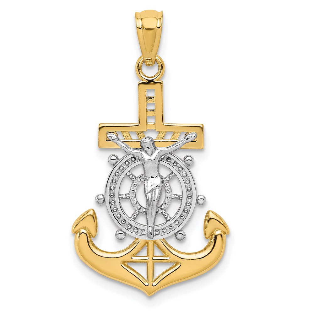 K6330.jpg 14k and White Rhodium Polished Mariners Crucifix Pendant - Image 1