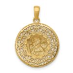 14k and White Rhodium Polished Filigree Guardian Angel Pendant - Image 4