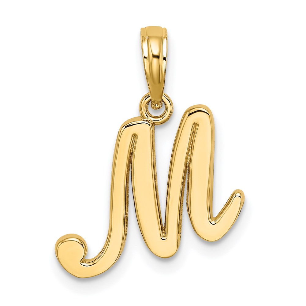 K6422M.jpg 14KY Script Letter M Initial Pendant - Image 1