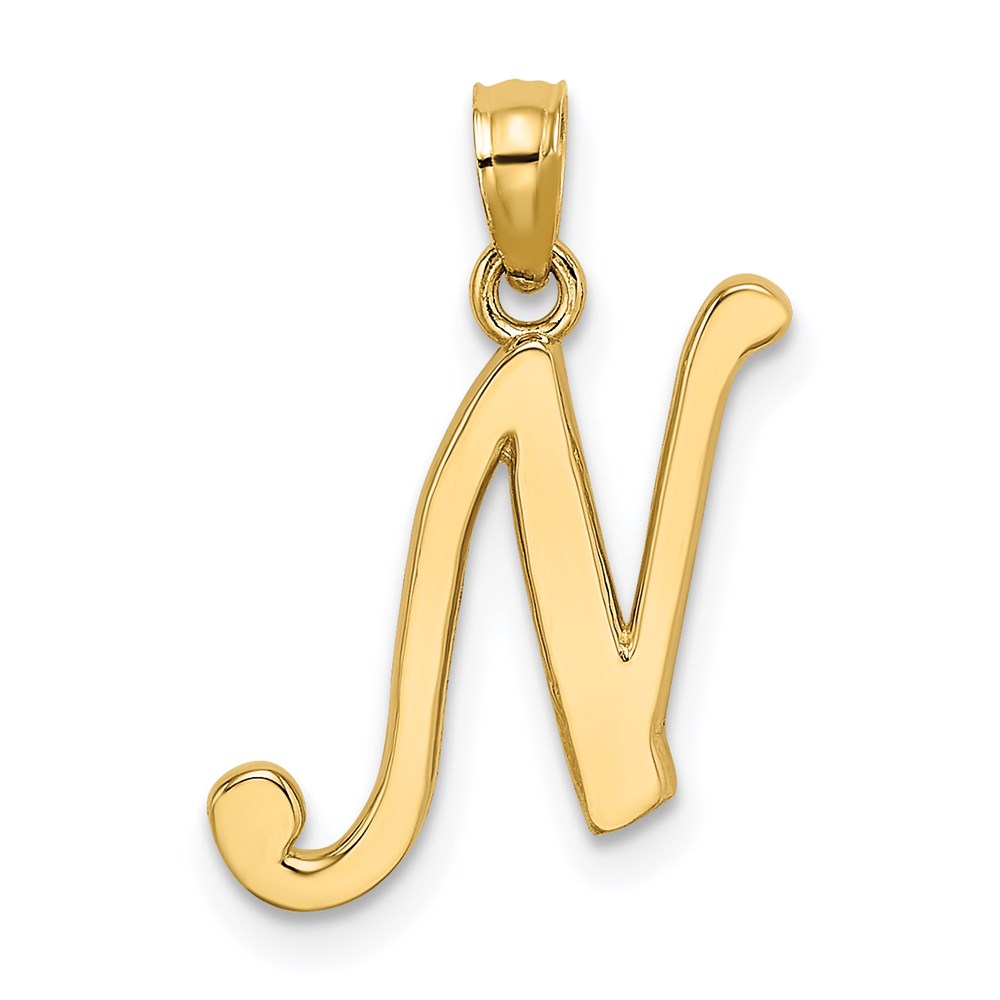 K6422N.jpg 14KY Script Letter N Initial Pendant - Image 1