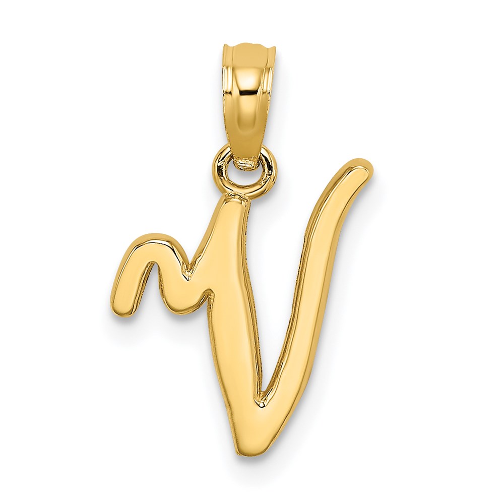 K6422V.jpg 14KY Script Letter V Initial Pendant - Image 1