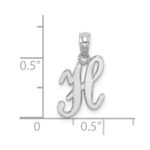 14KW White Gold Script Letter H Initial Pendant - Image 3