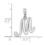 14KW White Gold Script Letter M Initial Pendant - Image 3