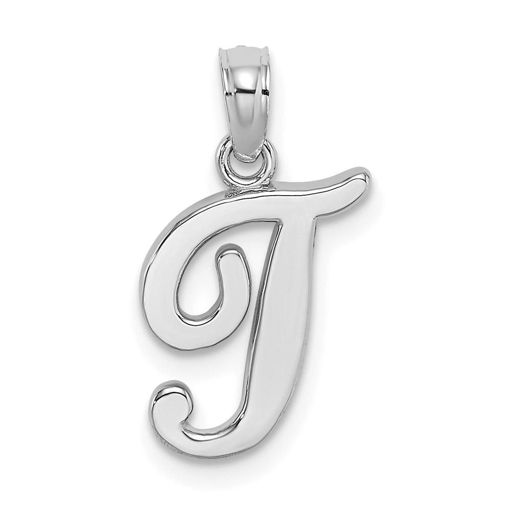 K6422WT.jpg 14KW White Gold Script Letter T Initial Pendant - Image 1