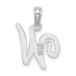 14KW White Gold Script Letter W Initial Pendant - Image 4
